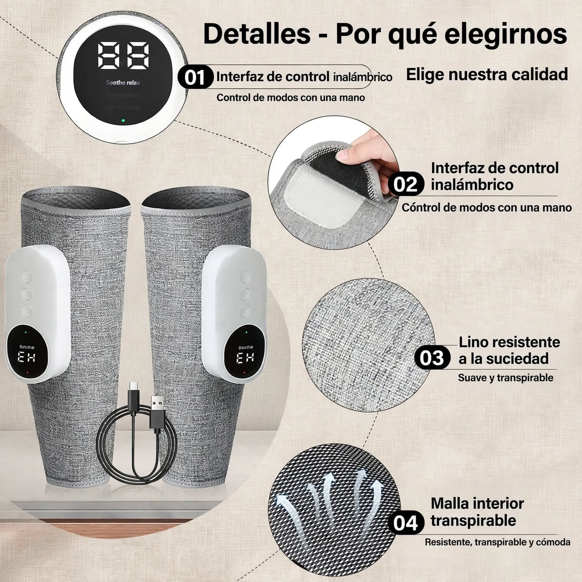 Masajeador de pantorrilla para circulación y alivio del dolor 1 unidad